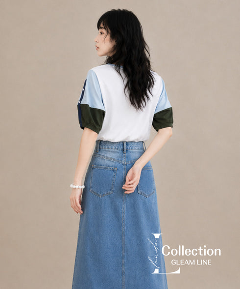 Blocking Puff Sleeve Top