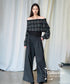 Plaid Off Shoulder Wide Pants Series