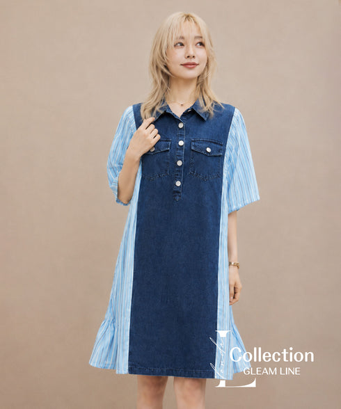 Denim Stripe Switch Dress