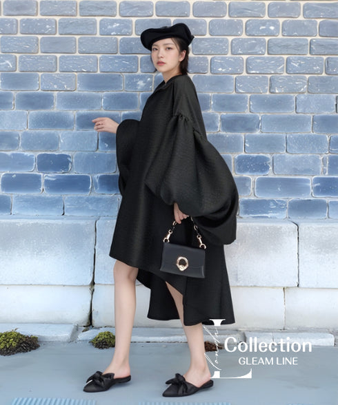 Balloon Sleeve Fishtail Dress