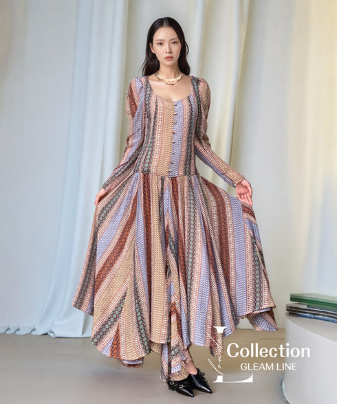 Panel Stripe Volume Dress