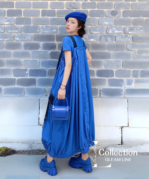 Denim Splicing Suspender Dress