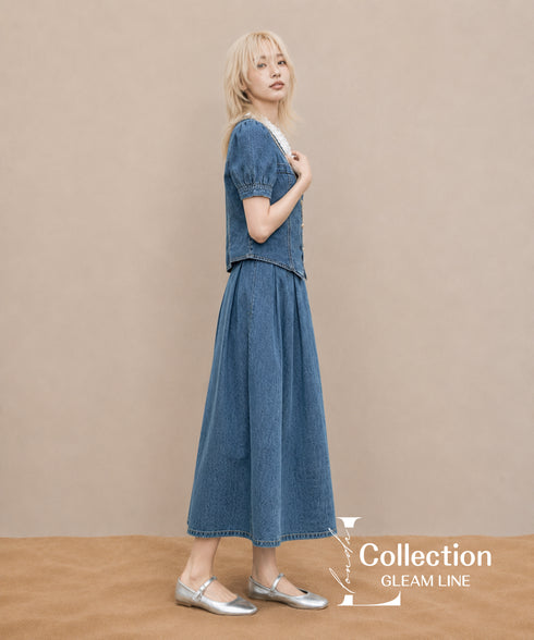 Denim Frill Top & Skirt