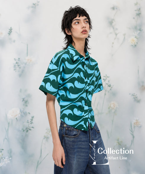 Wave Pattern Short Sleeve Shirt