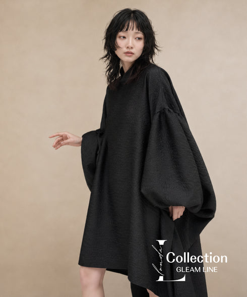 Balloon Sleeve Fishtail Dress