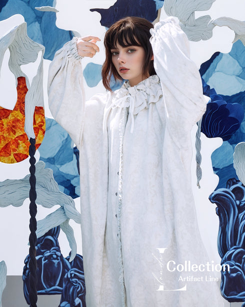 Frill Collar Jacquard Dress