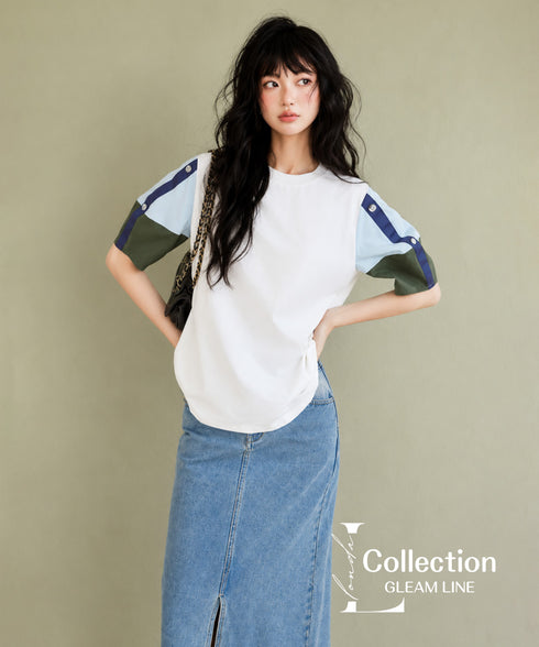Blocking Puff Sleeve Top