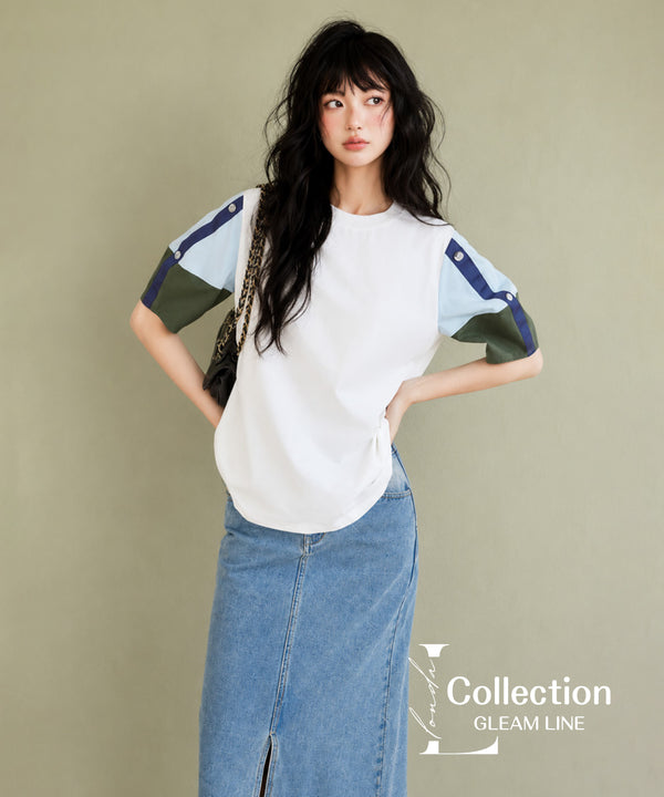Blocking Puff Sleeve Top