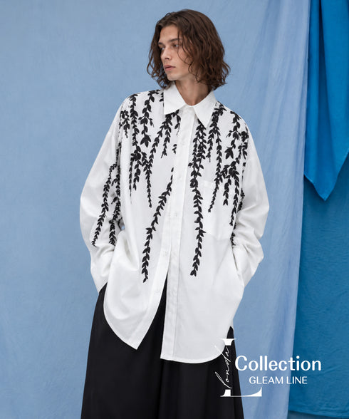Falling Leaf Print Oversized Shirt