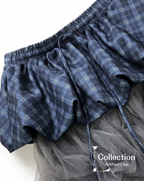 Layered Check Tulle Skirt