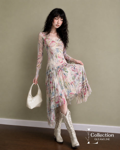 Asymmetric Mesh Dress