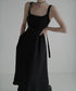 Crinkled Square Neck Long Dress