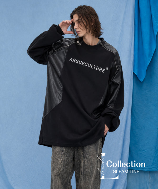 Contrast Sleeve Zip Detail Oversized Top
