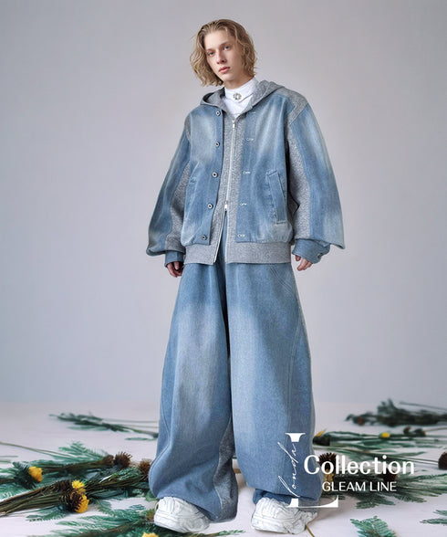 Gradient Panel Hoodie&Wide Pants Co-ord