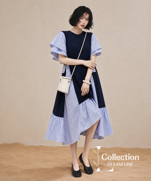 Stripe Layer Flare Dress