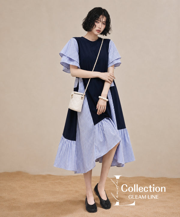 Stripe Layer Flare Dress