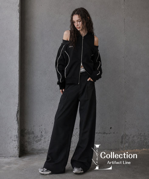 Open Shoulder Zip Top