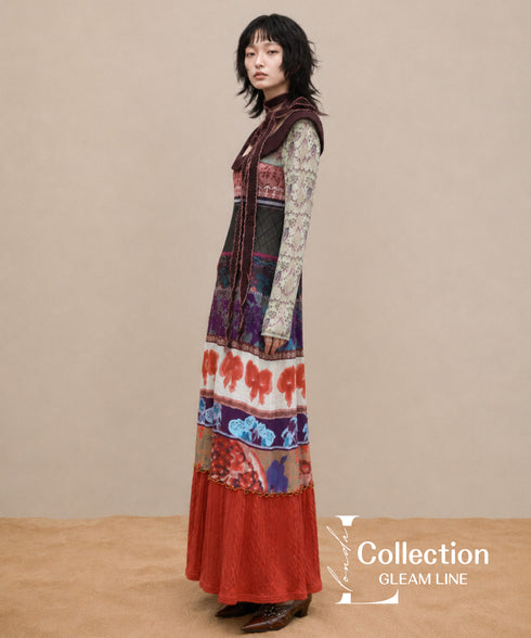 Patchwork Motif Mixed Dress
