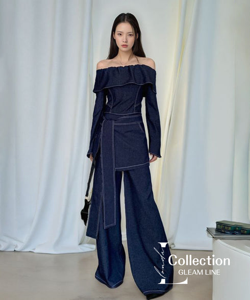 Denim Off Shoulder Layered Series