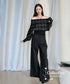 Plaid Off Shoulder Wide Pants Series