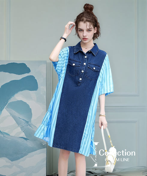 Denim Stripe Switch Dress