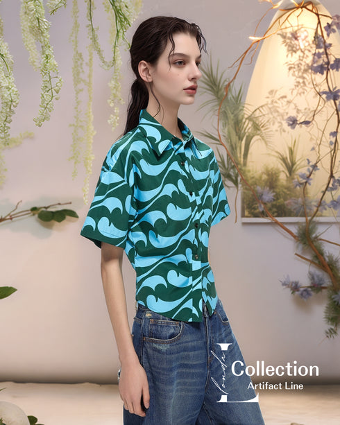 Wave Pattern Short Sleeve Shirt