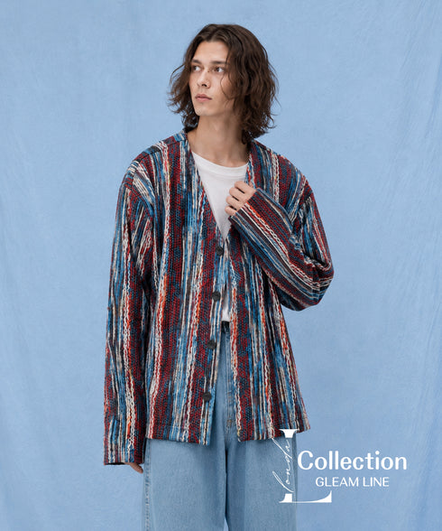 Multicolor Wavy Knit Cardigan
