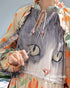 Cat Print Botanical Long Dress