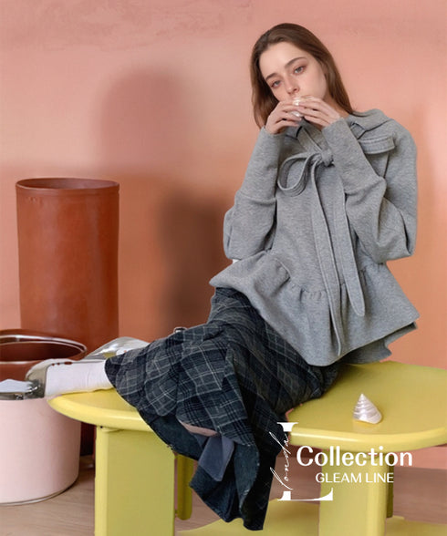 Ribbon Tie Peplum Hoodie