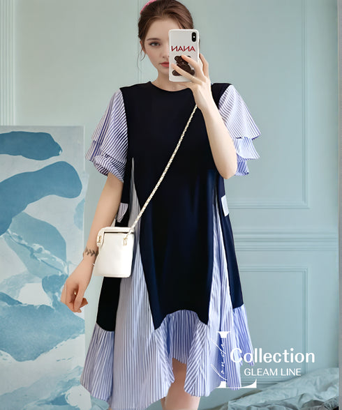 Stripe Layer Flare Dress