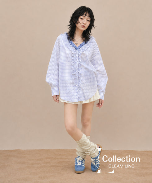 Frill Check Blouse