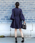 Stand Collar Ribbon Bow Denim Dress