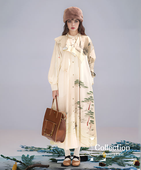 Landscape Print Flare Dress