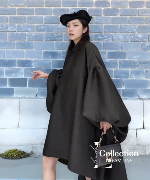 Balloon Sleeve Fishtail Dress