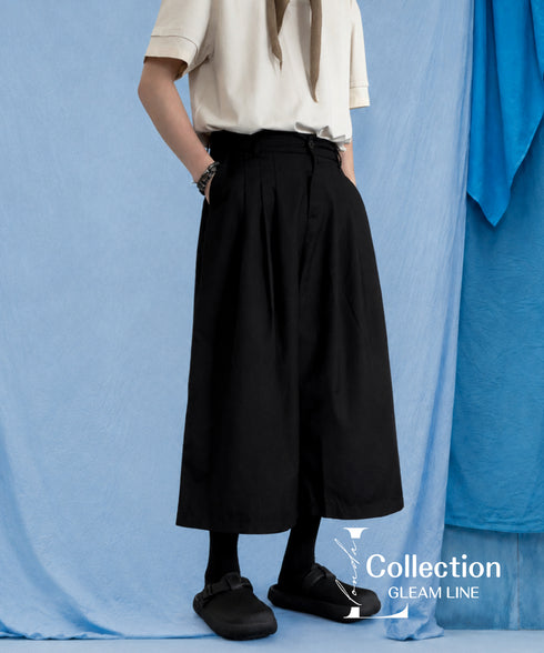 Front Pleat Wide Cropped Pants