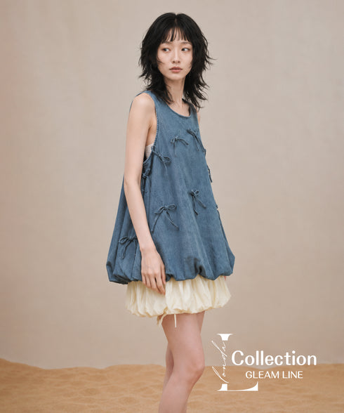 Ribbon Puff Top&Skirt Co-ord