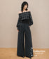 Plaid Off Shoulder Wide Pants Series