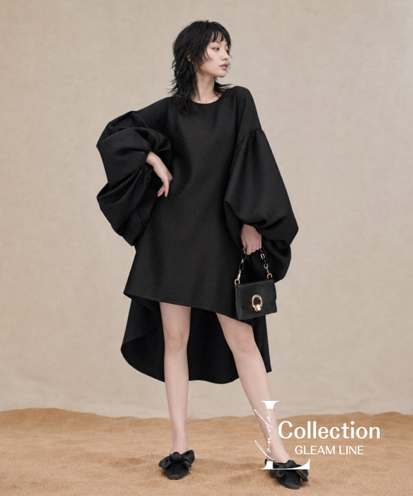 Balloon Sleeve Fishtail Dress
