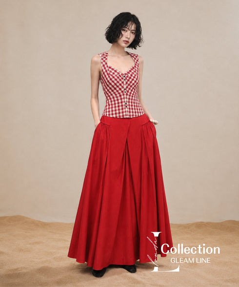 Check Corset Flare Dress