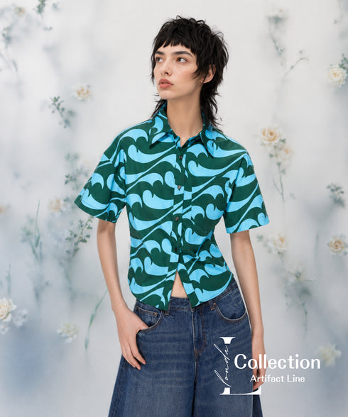 Wave Pattern Short Sleeve Shirt