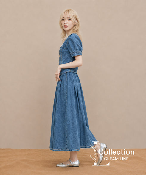 Denim Frill Top & Skirt