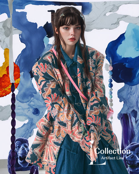 Floral Pattern Corduroy Jacket