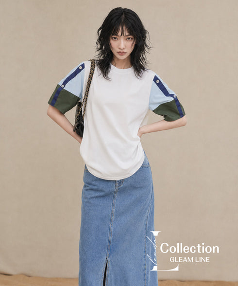 Blocking Puff Sleeve Top