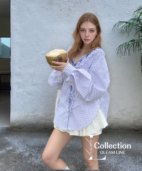 Frill Check Blouse