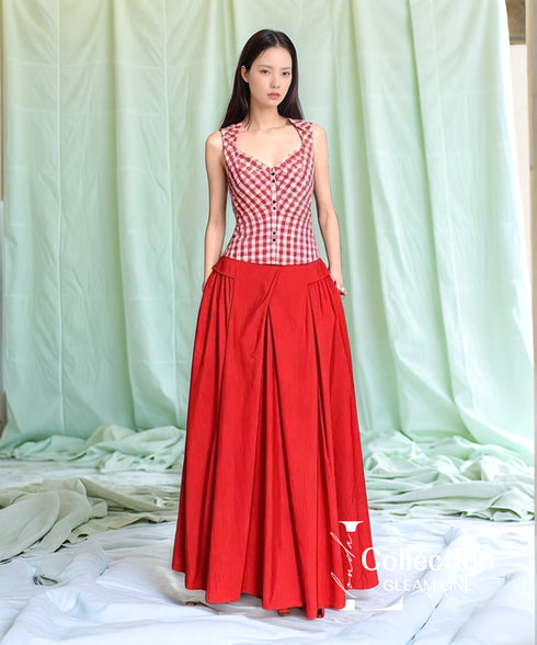 Check Corset Flare Dress