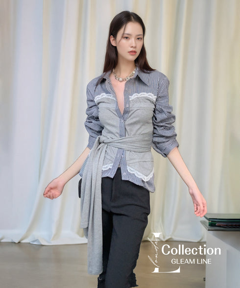 Layered Wrap Waist Blouse