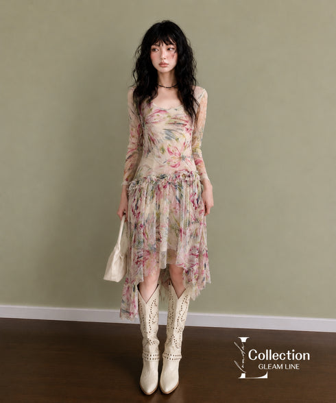 Asymmetric Mesh Dress
