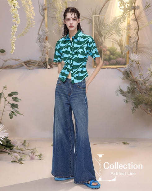 Wave Pattern Short Sleeve Shirt