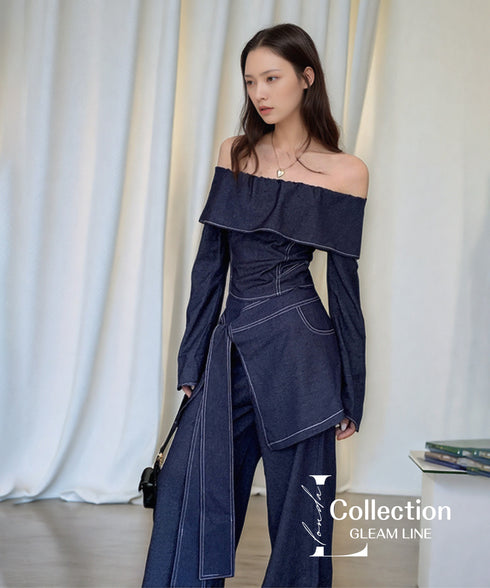 Denim Off Shoulder Layered Series