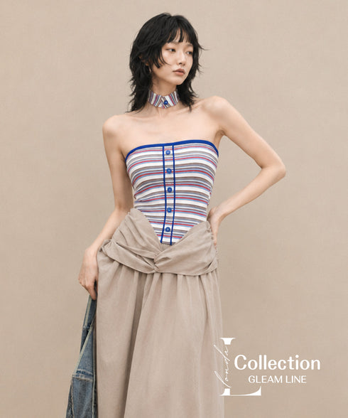 Twist Stripe Bustier Dress